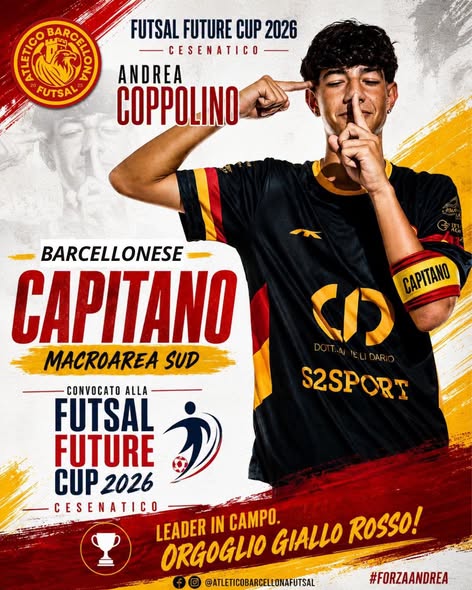 Locandina per la convocazione di Andrea Coppolino alla Futsal Future Cup 2026